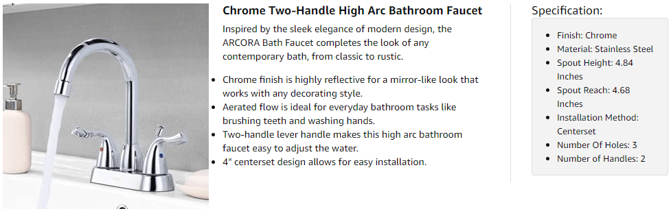 ARCORA 4 Inch Centerset Chrome Bathroom Sink Faucet with Drain Assembly and Supply Hoses 3 ARCORA 4 Inch Centerset Chrome Bathroom Sink Faucet with Drain Assembly and Supply Hoses - Centerset Bathroom Faucets - 3