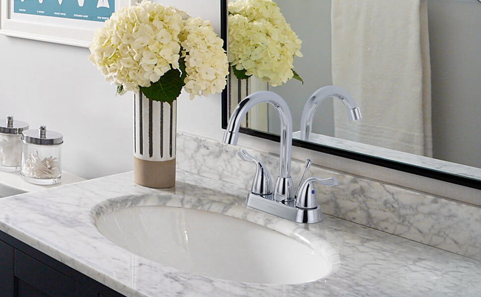 ARCORA 4 Inch Centerset Chrome Bathroom Sink Faucet with Drain Assembly and Supply Hoses 2 ARCORA 4 Inch Centerset Chrome Bathroom Sink Faucet with Drain Assembly and Supply Hoses - Centerset Bathroom Faucets - 2