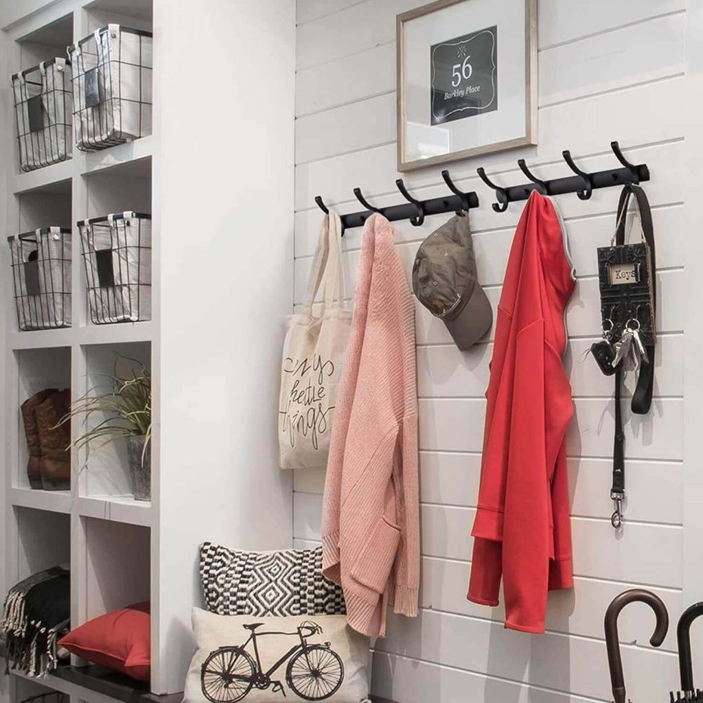 ARCORA Matte Black 4 Hook Wall Mounted Coat Rack with Shelf 2 ARCORA Matte Black 4 Hook Wall Mounted Coat Rack with Shelf - Bathroom Accessories - 2