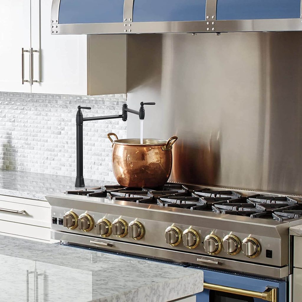 ARCORA Matte Black Deck Mount Pot Filler Faucet Over Stove 2 ARCORA Matte Black Deck Mount Pot Filler Faucet Over Stove - Pot Filler Kitchen Faucets - 2