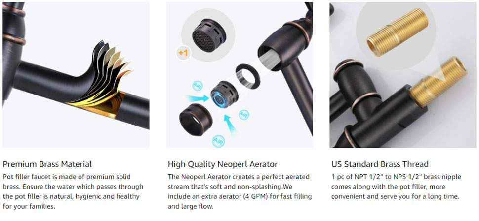 ARCORA Oil Rubbed Bronze Pot Filler Faucet Wall Mount Kitchen Folding Faucet 5 ARCORA Oil Rubbed Bronze Pot Filler Faucet Wall Mount Kitchen Folding Faucet - Hot Kitchen Faucets - 5