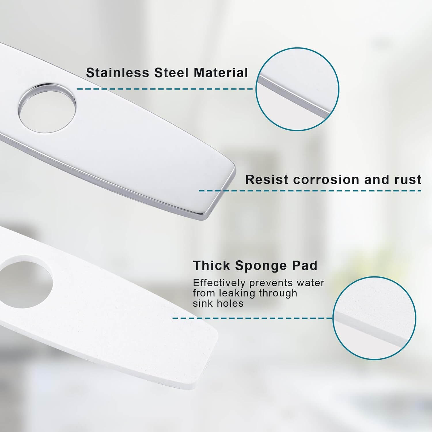 ARCORA 9.6 Inch Chrome Faucet Hole Cover Stainless Steel Deck Plate 3 ARCORA 9.6 Inch Chrome Faucet Hole Cover Stainless Steel Deck Plate - Faucet Accessories - 3