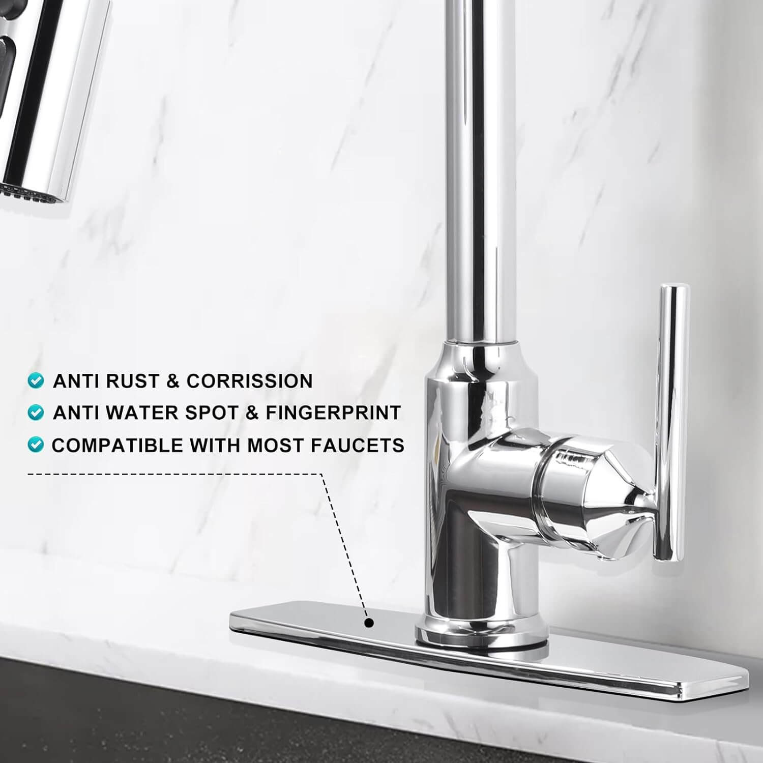 ARCORA 9.6 Inch Chrome Faucet Hole Cover Stainless Steel Deck Plate 2 ARCORA 9.6 Inch Chrome Faucet Hole Cover Stainless Steel Deck Plate - Faucet Accessories - 2