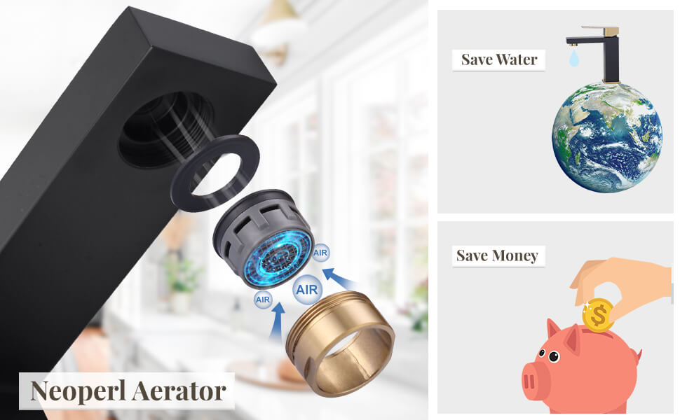 ARCORA Modern Black and Gold Bathroom Sink Faucet with Drain for 1 Or 3 Hole 3 ARCORA Modern Black and Gold Bathroom Sink Faucet with Drain for 1 Or 3 Hole - Hot Bathroom Faucets - 3