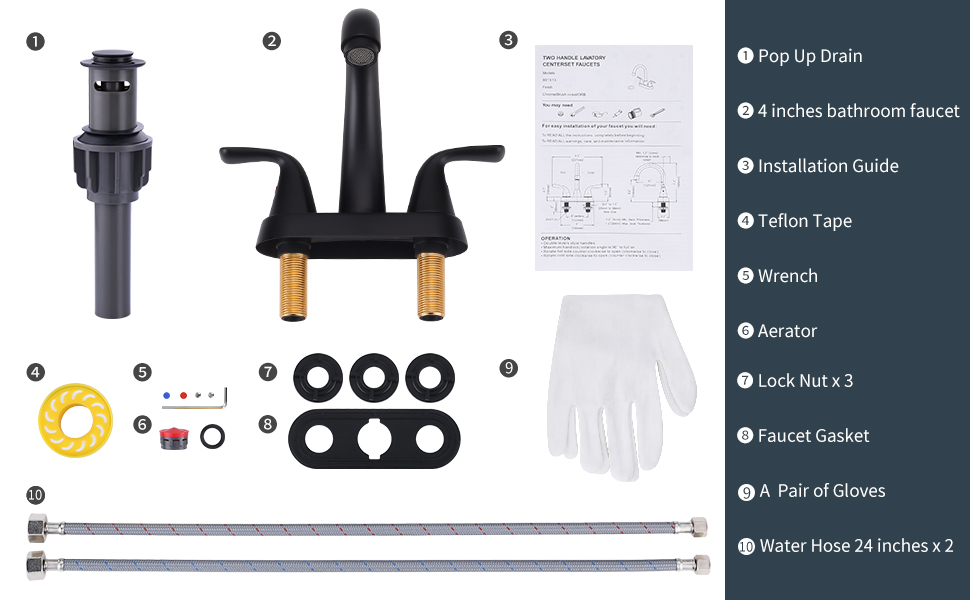 4 Inch Centerset Matte Black Bathroom Faucet with 2 Handles 5 4 Inch Centerset Matte Black Bathroom Faucet with 2 Handles - Centerset Bathroom Faucets - 5