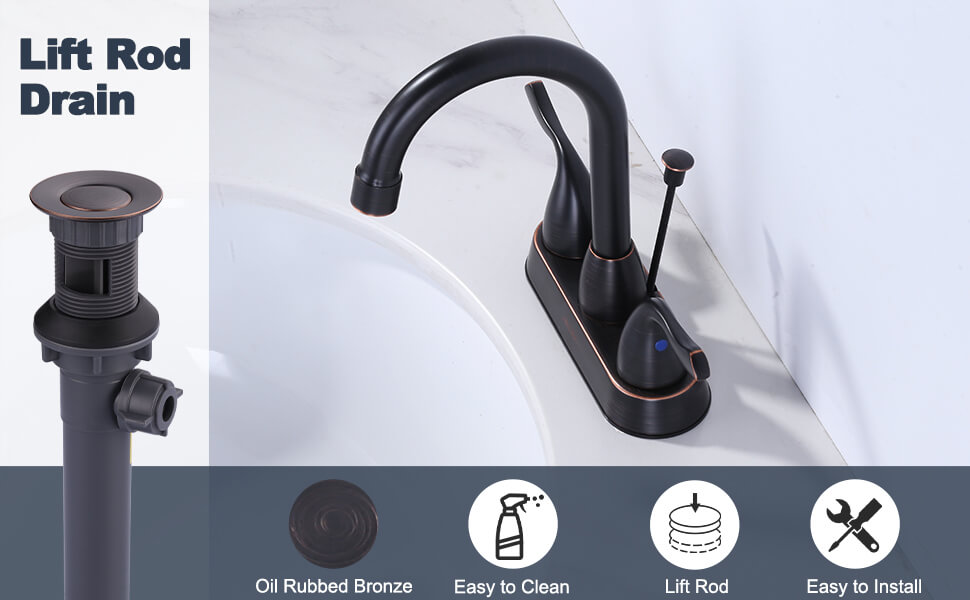 ARCORA Oil Rubbed Bronze Bathroom Sink Drain with Overflow & Lift Rod for Vessel Sink 2 ARCORA Oil Rubbed Bronze Bathroom Sink Drain with Overflow & Lift Rod for Vessel Sink - Bathroom Accessories - 2