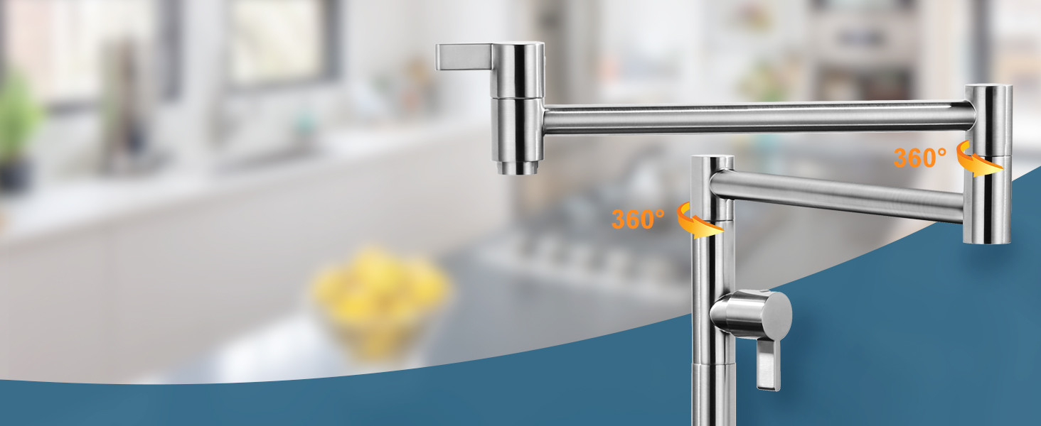 ARCORA Brushed Nickel Deck Mounted Solid Brass Pot Filler Kitchen Folding Faucet 6 ARCORA Brushed Nickel Deck Mounted Solid Brass Pot Filler Kitchen Folding Faucet - Pot Filler Kitchen Faucets - 6