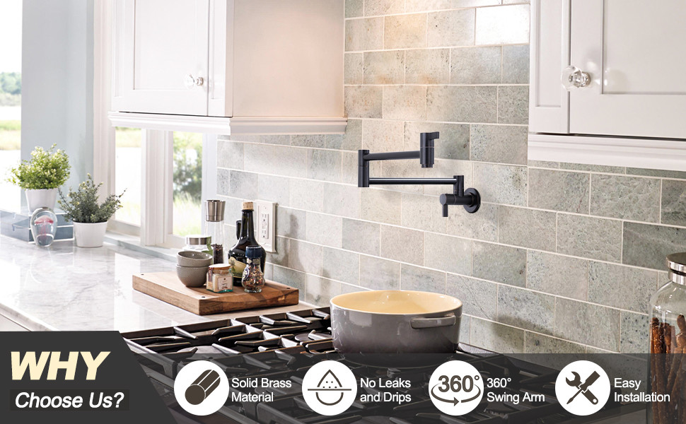 ARCORA Oil Rubbed Bronze Pot Filler Wall Mount Folding Faucet with Double Joint Swing Arms 2 ARCORA Oil Rubbed Bronze Pot Filler Wall Mount Folding Faucet with Double Joint Swing Arms - Pot Filler Kitchen Faucets - 2