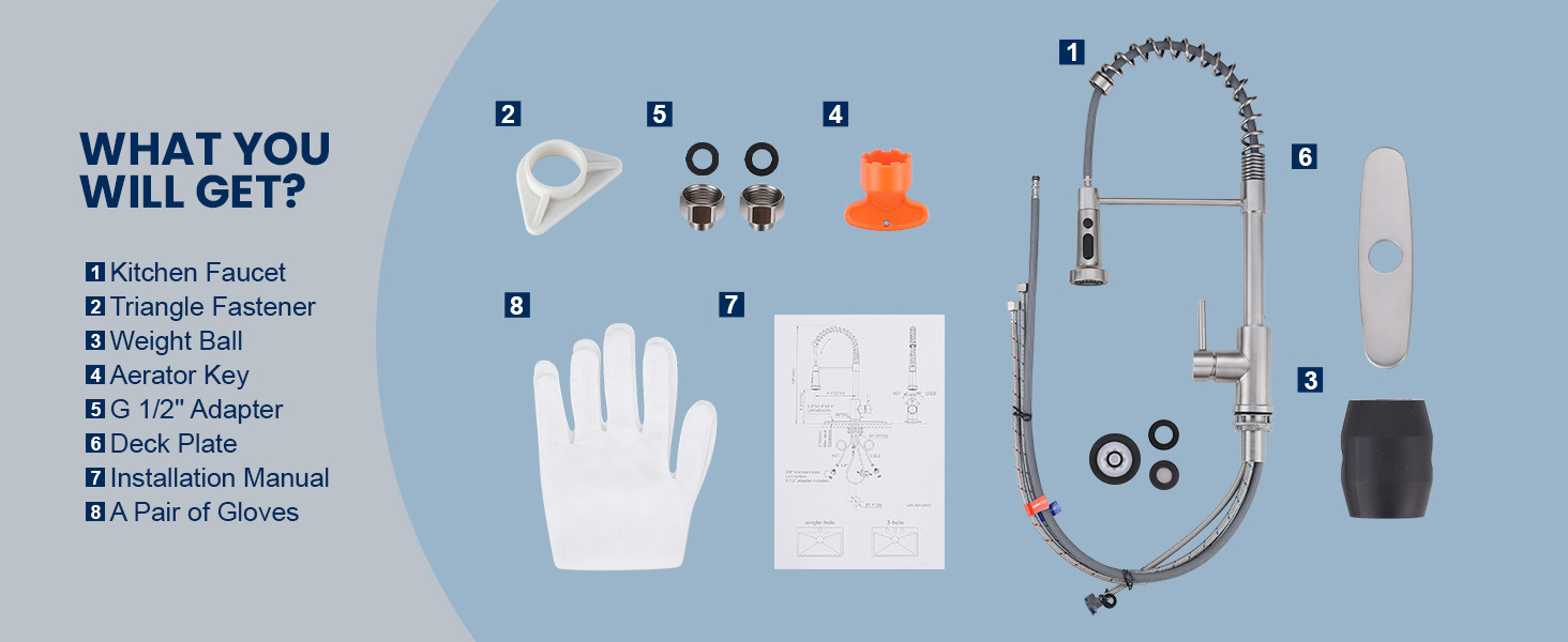 ARCORA Brushed Nickel Commercial Pull Down Kitchen Sink Faucet with Deck Plate 5 ARCORA Brushed Nickel Commercial Pull Down Kitchen Sink Faucet with Deck Plate - Hot Kitchen Faucets - 5