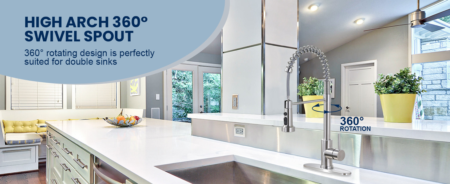 ARCORA Brushed Nickel Commercial Pull Down Kitchen Sink Faucet and Water Filter Faucet Combo 2 ARCORA Brushed Nickel Commercial Pull Down Kitchen Sink Faucet and Water Filter Faucet Combo - Pull Down Kitchen Faucets - 2