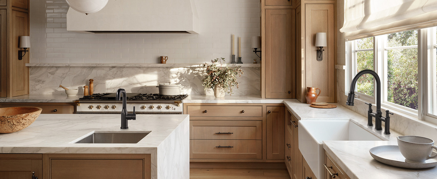 ARCORA Chrome Brass Bridge Faucet with Pull Down Sprayer for Farmhouse RV Laundry 4 ARCORA Chrome Brass Bridge Faucet with Pull Down Sprayer for Farmhouse RV Laundry - Pull Down Kitchen Faucets - 4