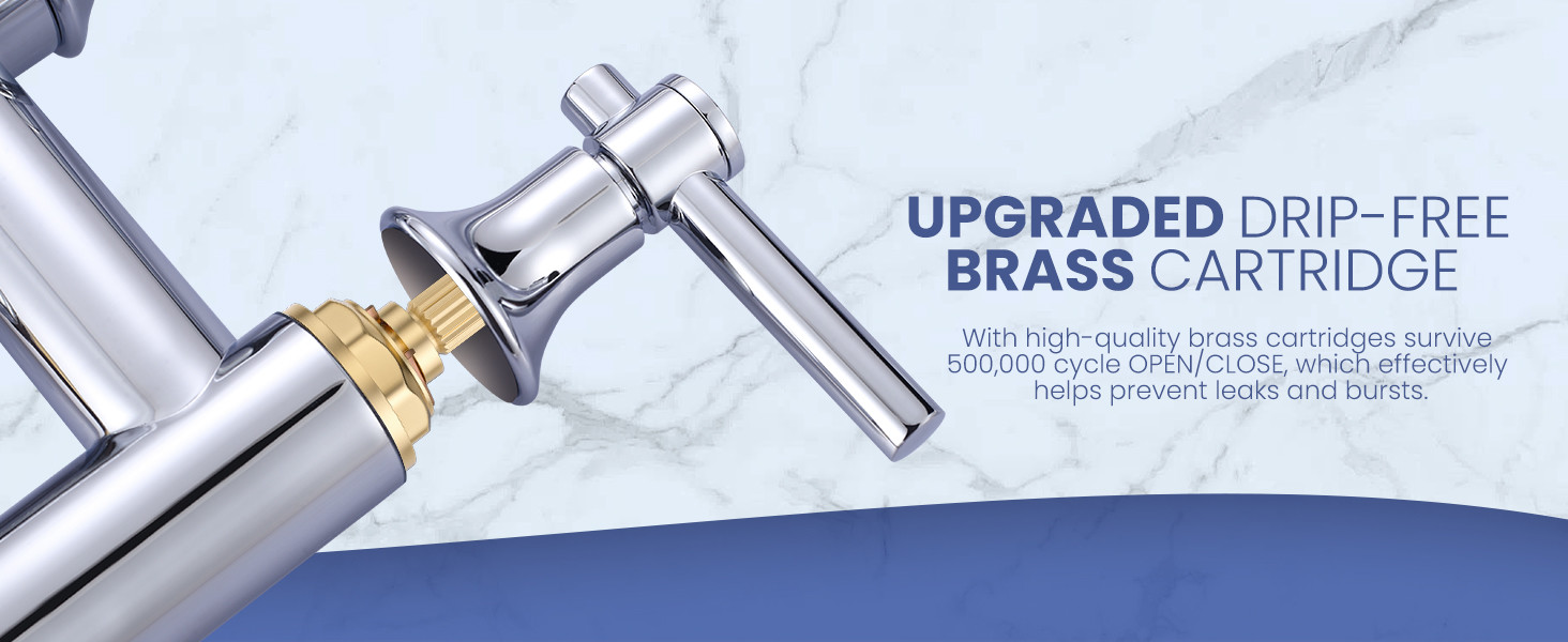 ARCORA Chrome Brass Bridge Faucet with Pull Down Sprayer for Farmhouse RV Laundry 8 ARCORA Chrome Brass Bridge Faucet with Pull Down Sprayer for Farmhouse RV Laundry - Pull Down Kitchen Faucets - 8