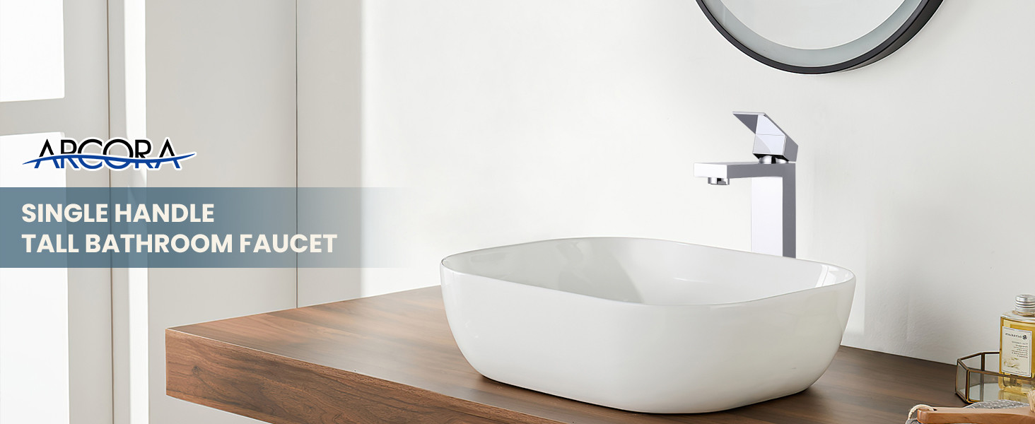 ARCORA Single Handle Chrome Vessel Sink Faucet with Pop Up Drain and Supply Lines 2 ARCORA Single Handle Chrome Vessel Sink Faucet with Pop Up Drain and Supply Lines - Hot Bathroom Faucets - 2