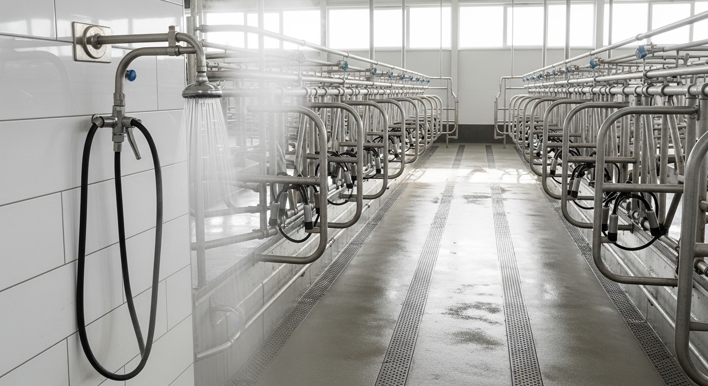 shower system in dairy farm