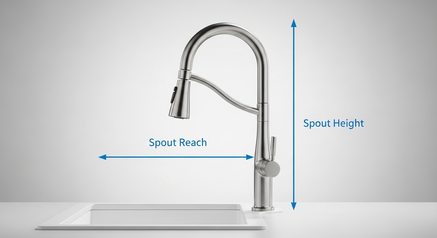 long spout reach kitchen faucet