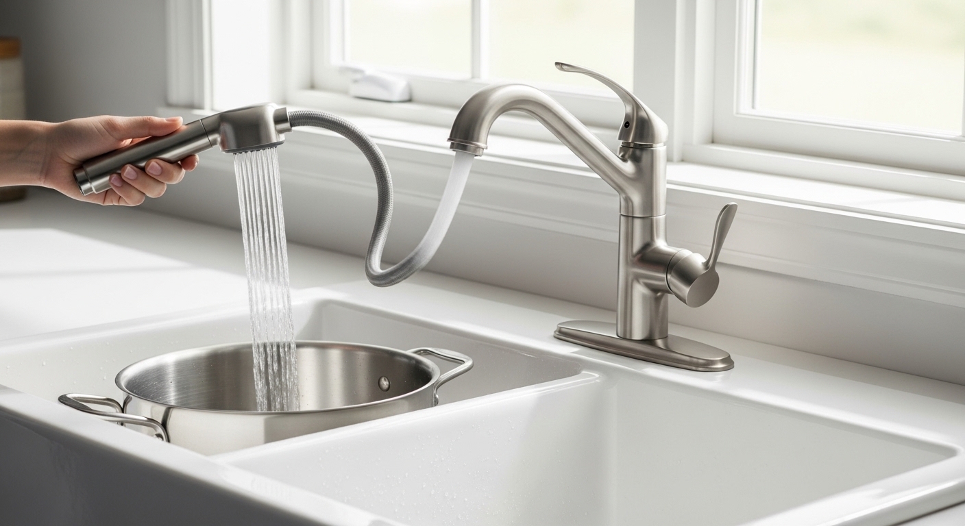 pull out kitchen faucet single handle