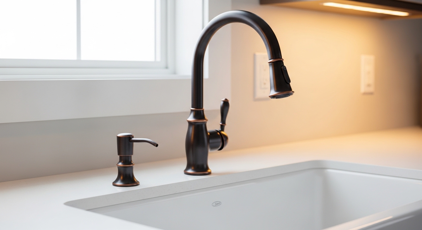 kitchen faucet with soap dispenser oil rubbed bronze