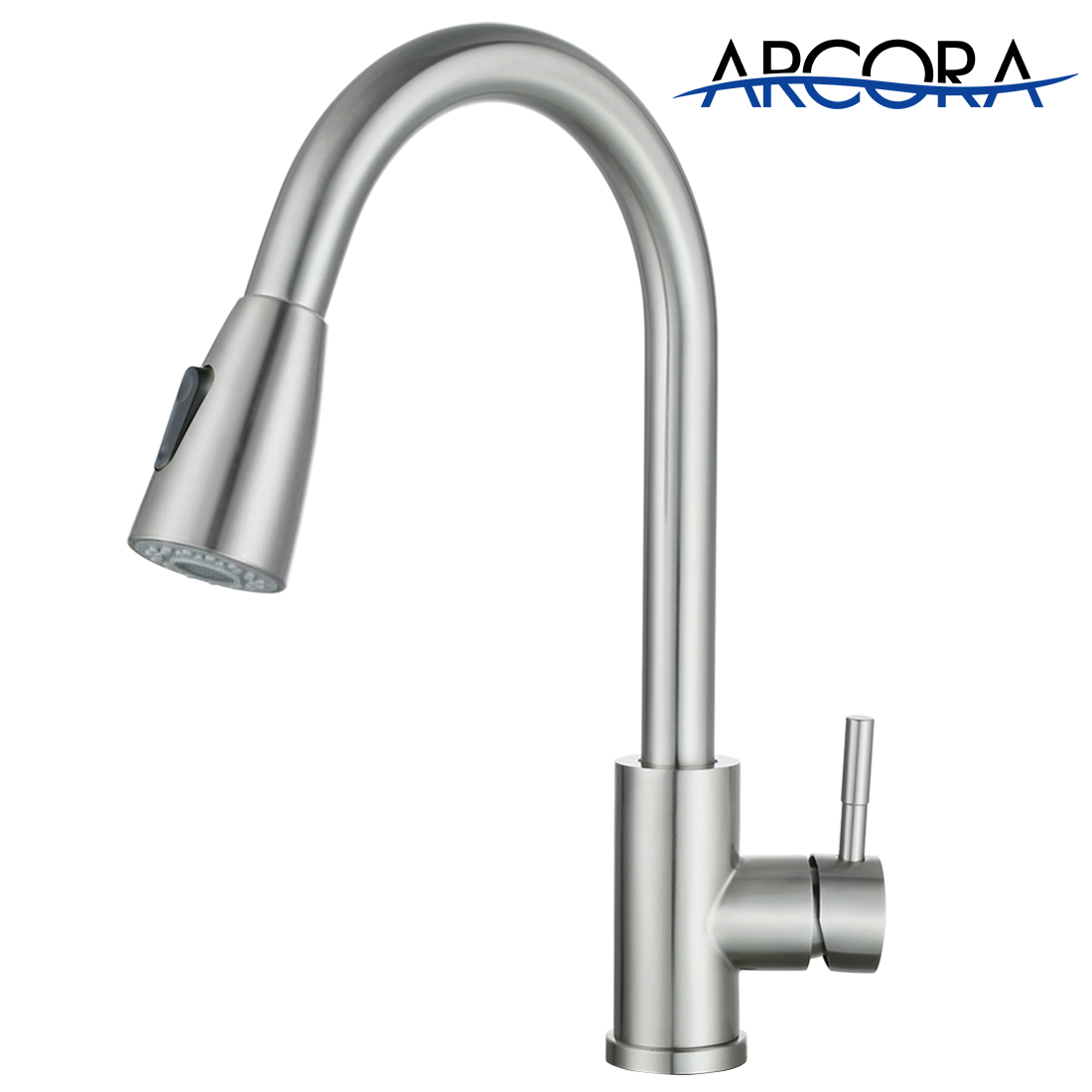 Arcora Brushed Steel Kitchen Mixer Tap Pull Out Spray