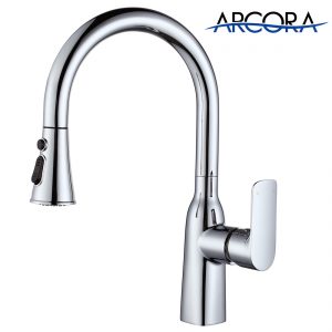 Arcora Single Handle Chrome Kitchen Sink Faucet with Sprayer High Arc