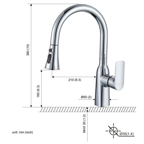2310200C白底1logo 4 Arcora Single Handle Chrome Kitchen Sink Faucet with Sprayer High Arc