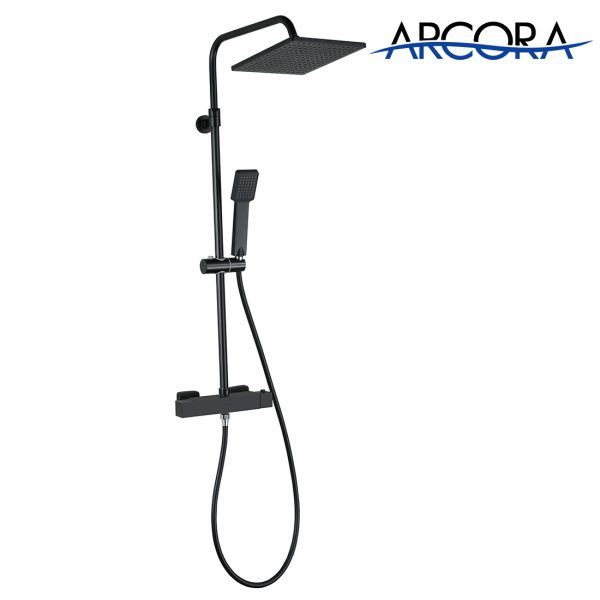 3090100D ARCORA Thermostatic Shower Set Black With Handheld Shower