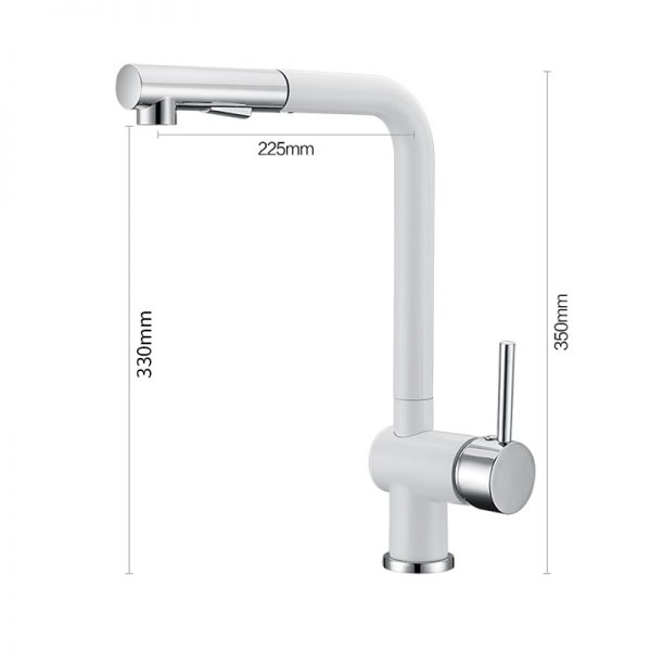 4 Pull Out Sprayer Single Lever Swivel Kitchen Faucet White Chrome 1