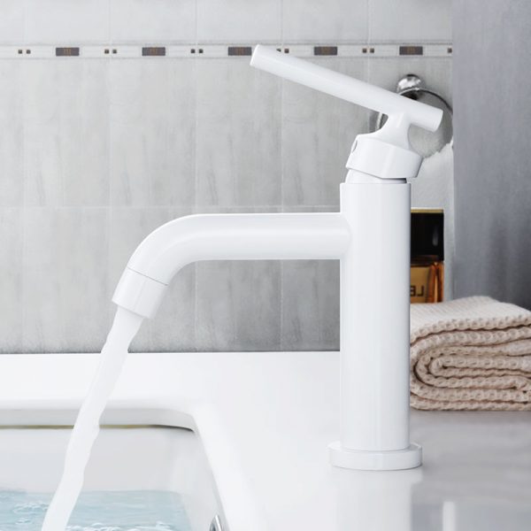 Modern Single Handle Vanity Faucet white
