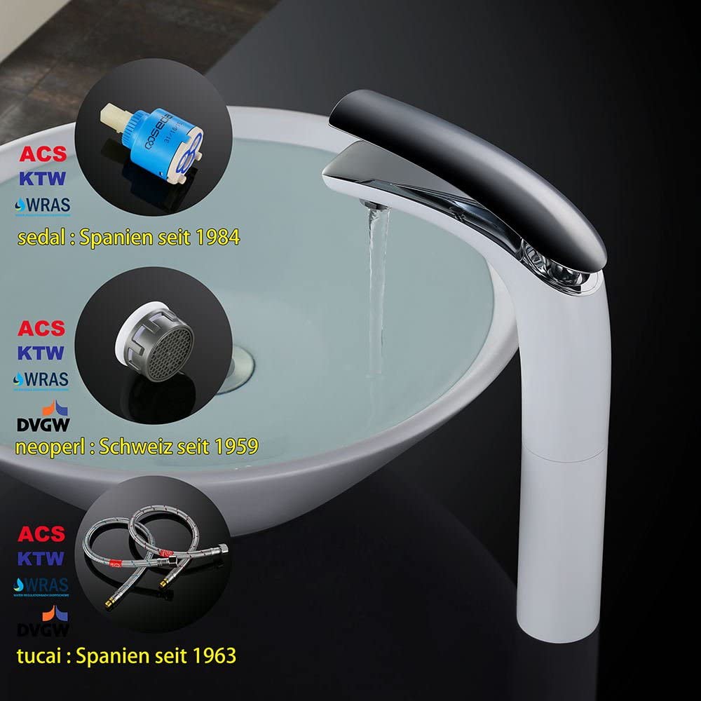 Ağ xrom hövzə qarışdırıcı yüksək kran vanna otağı kran vanna otağı tək