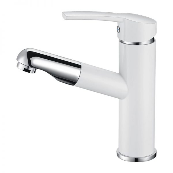 Bathroom Faucet Pull Out Sprayer White And Chrome 3