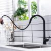 Vintage High Arc Single Hole Black Kitchen Sinks Faucet with Pull Down Sprayer 4