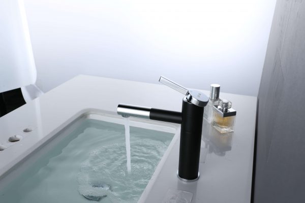 arcora bathroom vessel faucet single handle basin faucet 360 swivel spout black basin mixer tap 1 scaled
