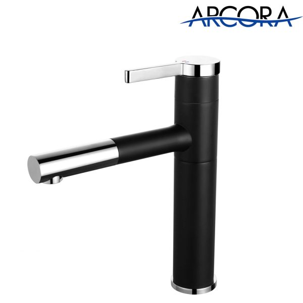 arcora bathroom vessel faucet single handle basin faucet 360 swivel spout black basin mixer tap 3 scaled 1