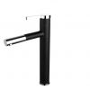 arcora matte black tall bathroom sink faucet for tall vessel vanity lavatory single hole single handle modern basin mixer tap with hot and cold two hoses deck plate