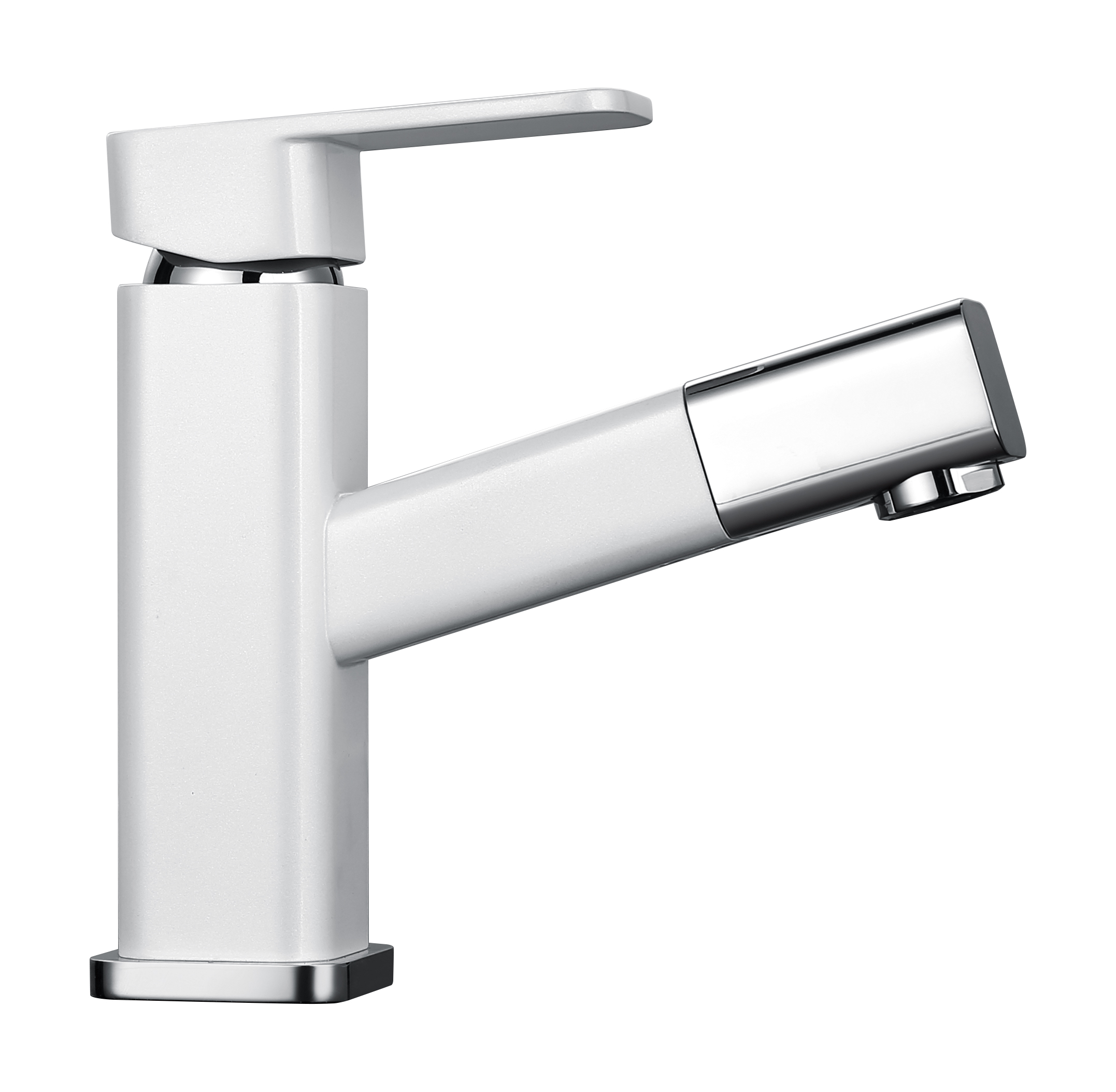 Arcora White Bathroom Pull Down Vessel Sink Faucet, Lavatory Single Hole Single Handle Basin Sink Mixer Tap with Pull Out Sprayer