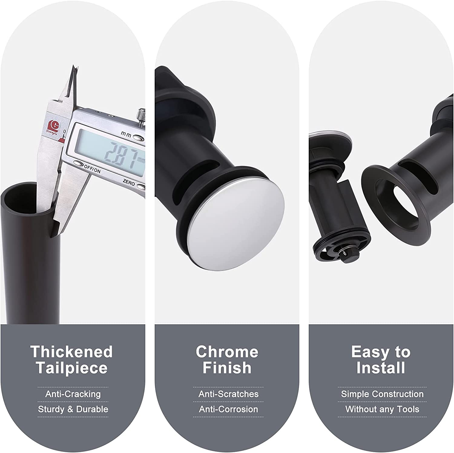 ARCORA Chrome Bathroom Sink Pop up Drain with Overflows