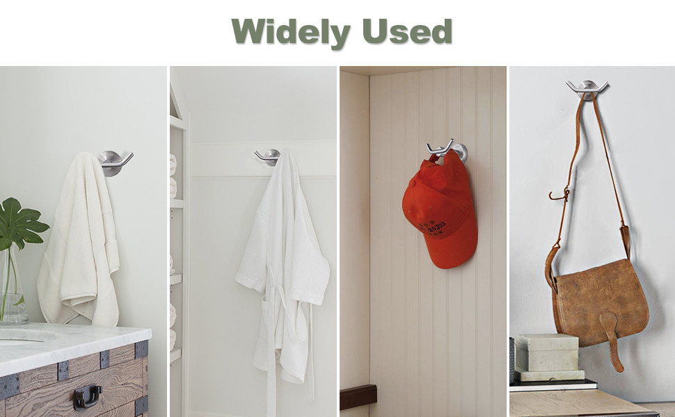 ARCORA Brushed Nickel Towel Hooks, Double Robe Hooks, Heavy Duty Wall Hooks - Bathroom Accessories - 3