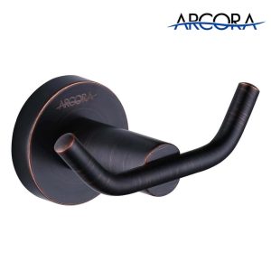 ARCORA Oil Rubbed Bronze Towel Hooks, Double Wall Hooks, Heavy Duty Robe Hooks