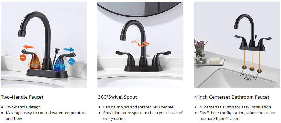 ARCORA 4 Inch Centerset Bathroom Faucet Oil Rubbed Bronze - Centerset Bathroom Faucets - 5
