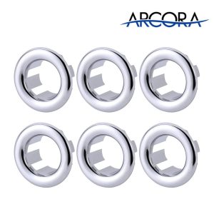 ARCORA Bathroom Kitchen Sink Overflow Ring Cover Hole Chrome (2 or 6 Pack)
