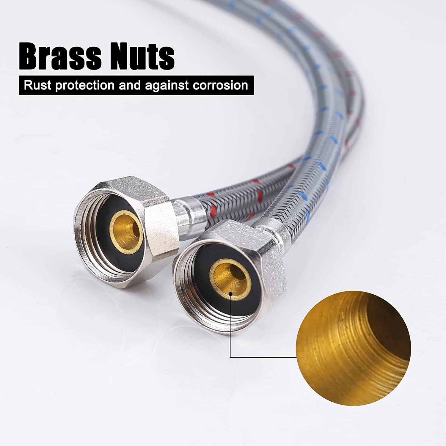 ARCORA 8" 72" Bathroom Kitchen Faucet Connector Braided Nylon Water