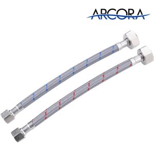 ARCORA 8″- 72″ Bathroom Kitchen Faucet Connector Braided Nylon Water Supply Line 3/8 to 1/2 (1 Pair)