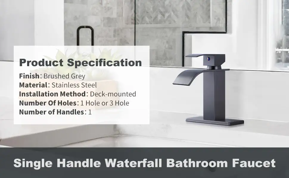 ARCORA 1 Hole or 3 Hole Single Handle Black Stainless Waterfall Bathroom Faucet - Single Handle Bathroom Faucets - 1