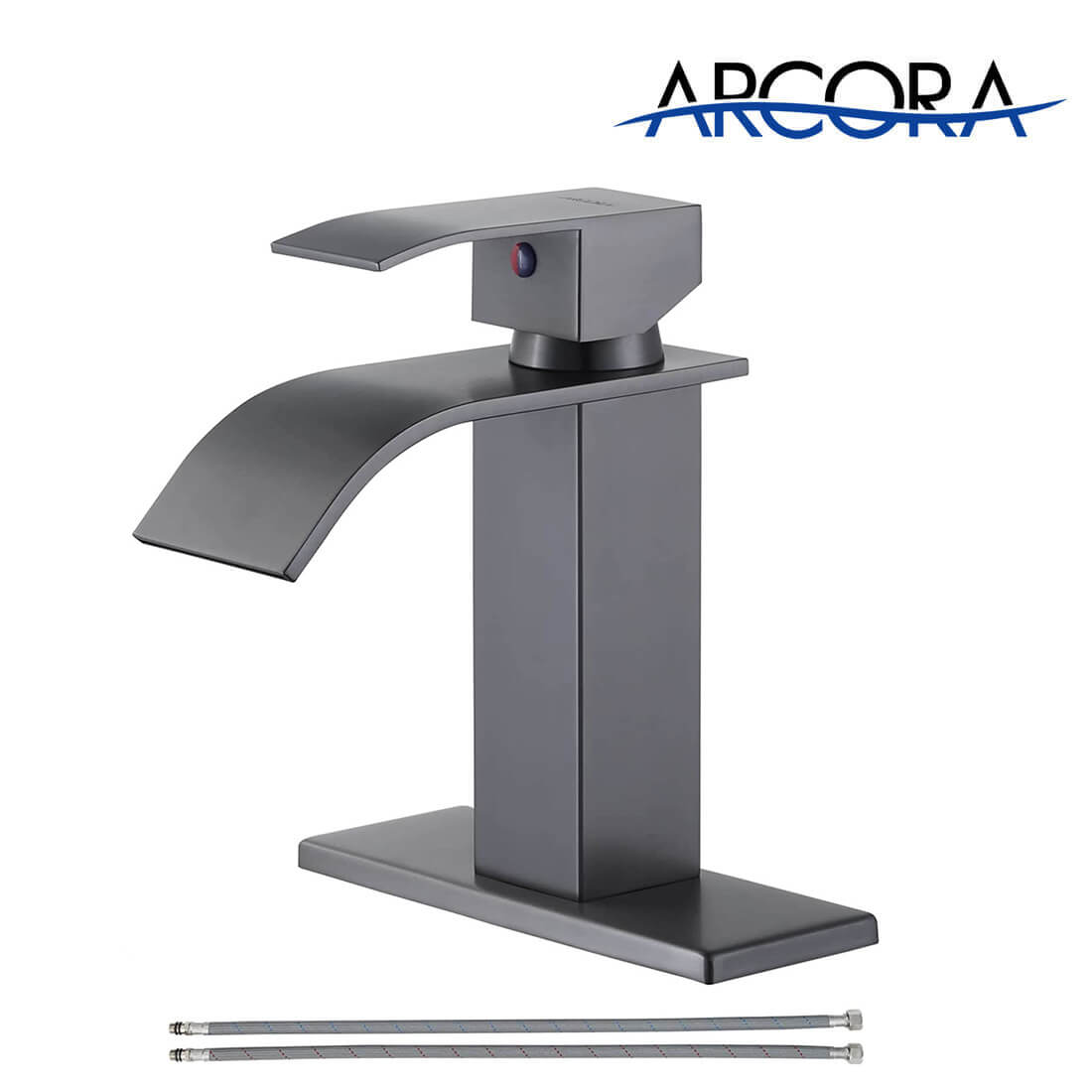 ARCORA 1 Hole or 3 Hole Single Handle Black Stainless Waterfall Bathroom Faucet