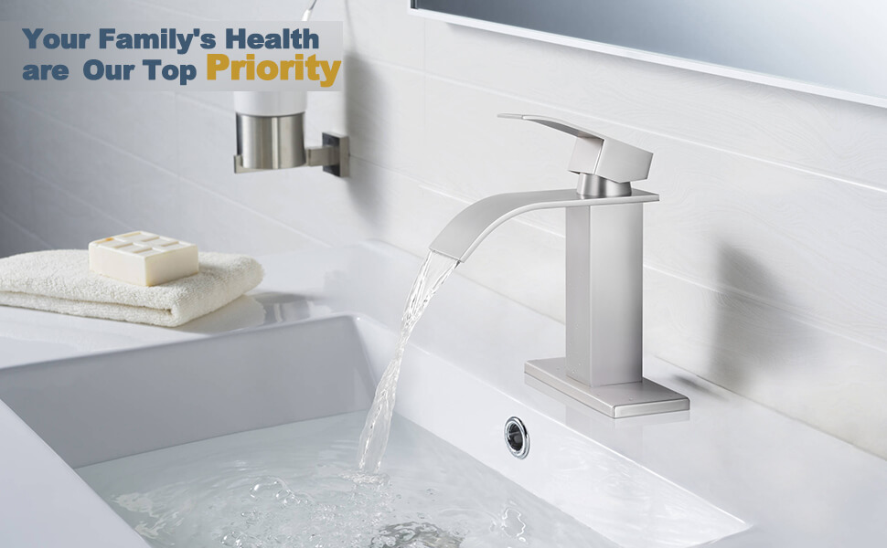 brushed nickel waterfall bathroom faucet