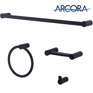 ARCORA Matte Black 4 Piece Bathroom Accessories Bath Hardware Set