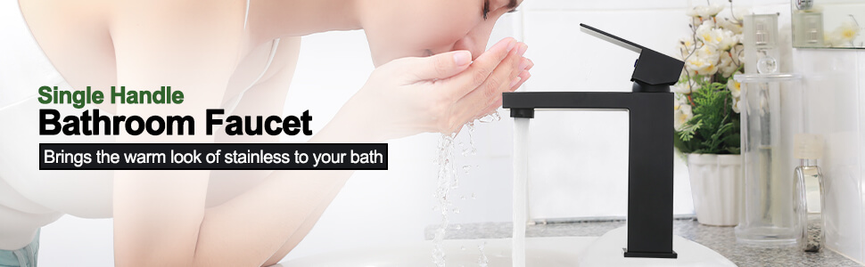 ARCORA Matte Black Single Hole Bathroom Faucet with cUPC Supply Lines - Single Handle Bathroom Faucets - 1
