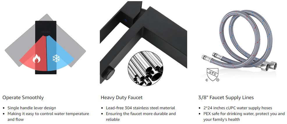 matte black single hole bathroom faucet