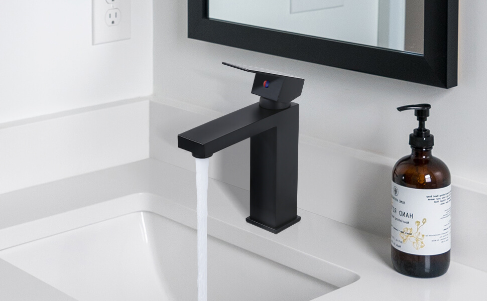 ARCORA Matte Black Single Hole Bathroom Faucet with cUPC Supply Lines - Single Handle Bathroom Faucets - 2