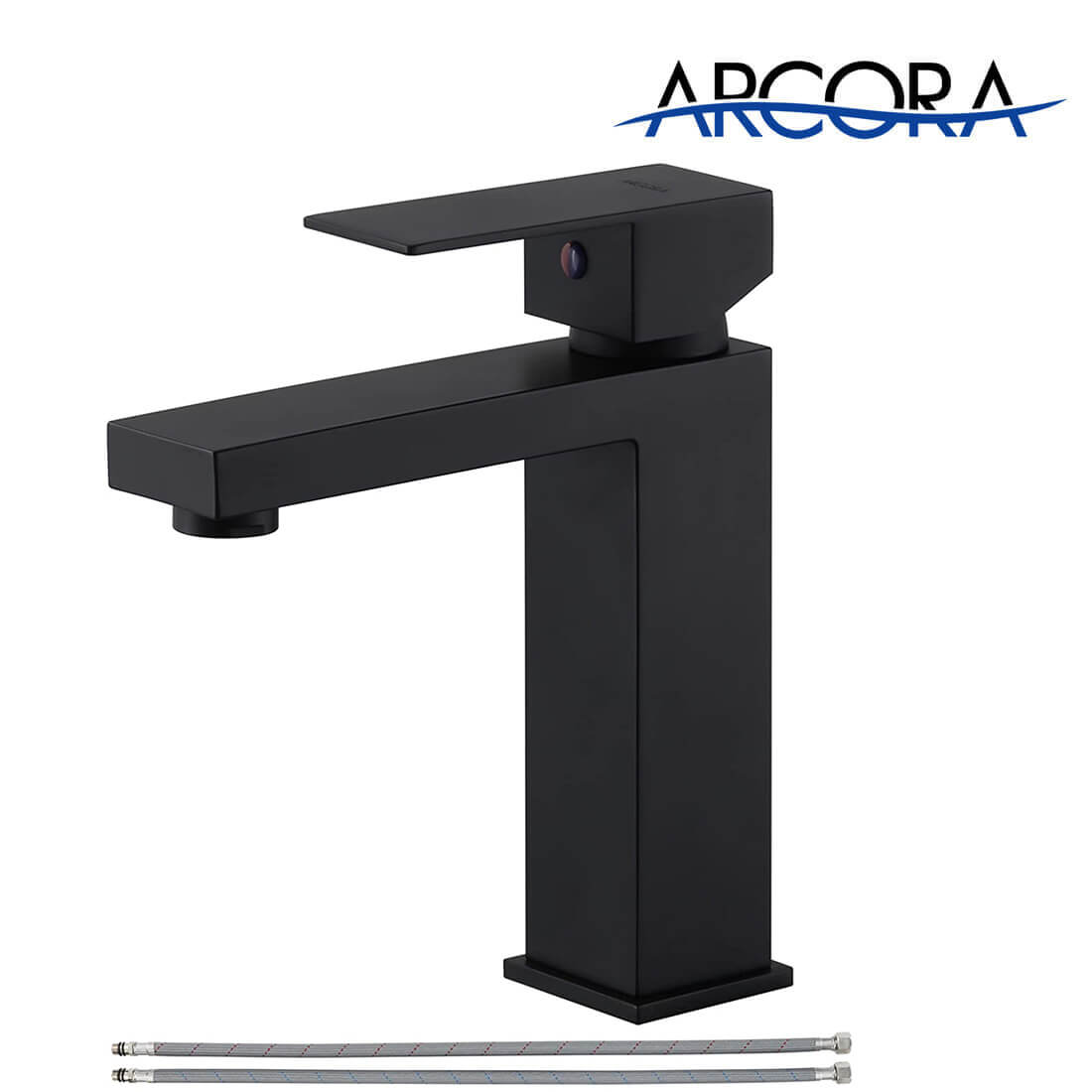 ARCORA Matte Black Single Hole Bathroom Faucet with cUPC Supply Lines