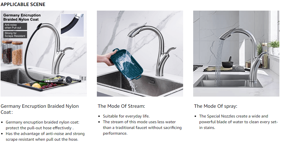 Arcora Commercial Single Handle Kitchen Faucet with Pull Down Sprayer - Pull Down Kitchen Faucets - 2
